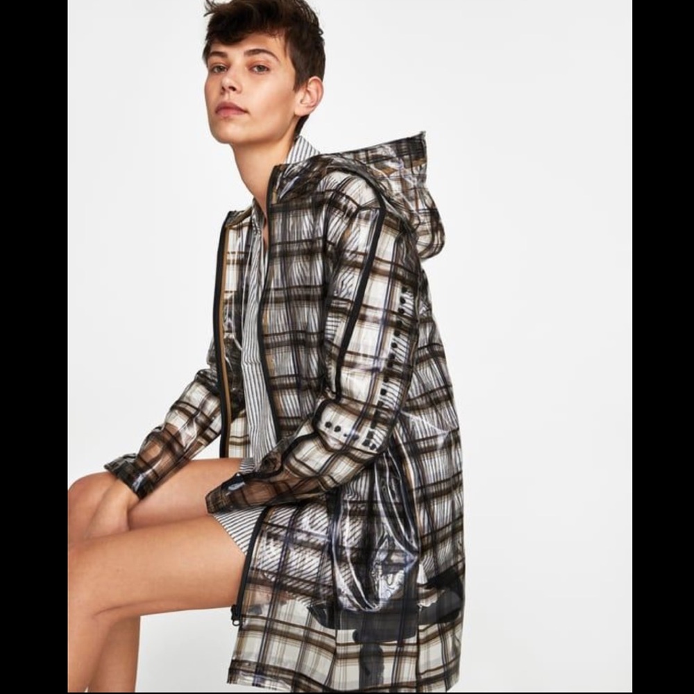 ZARA TRANSPARENT RAINCOAT PARKA